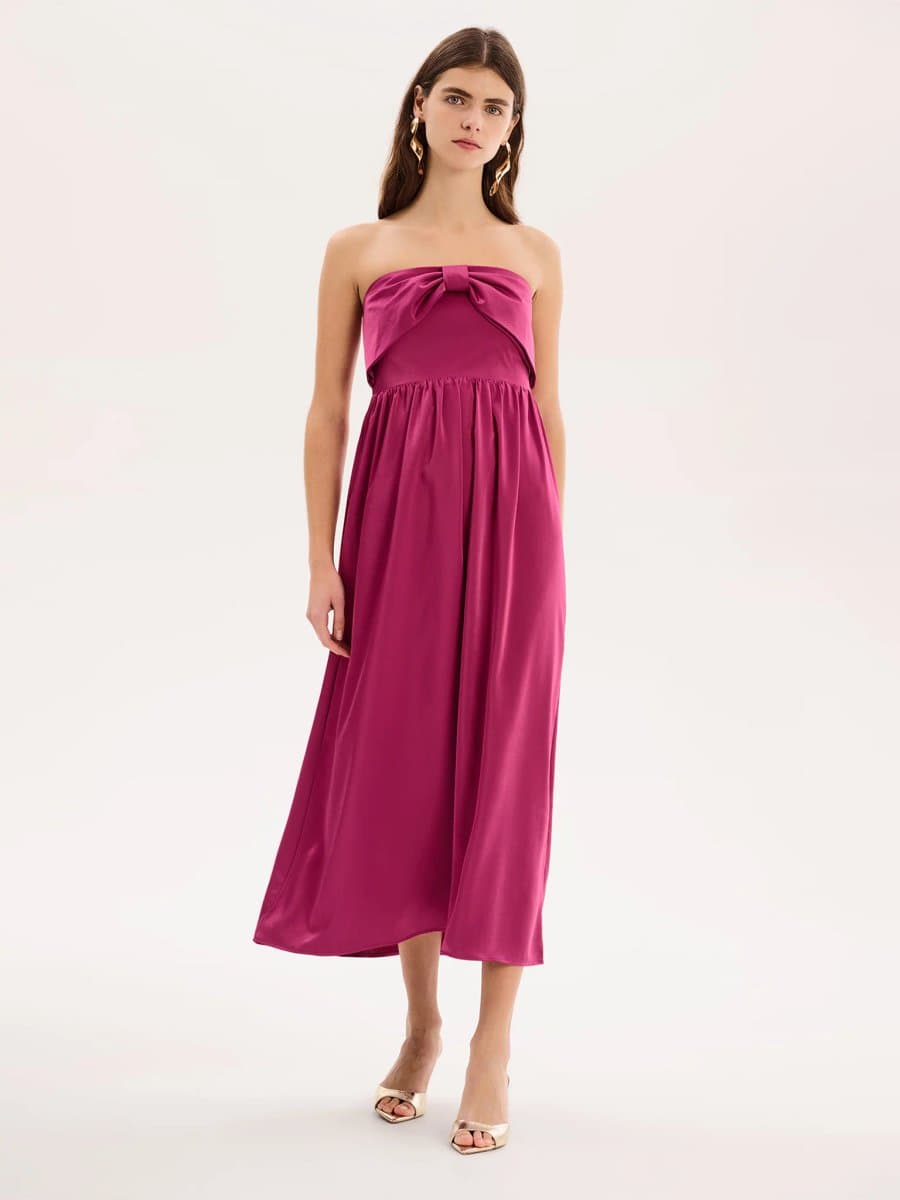 OMNES Millie Dress in Magenta