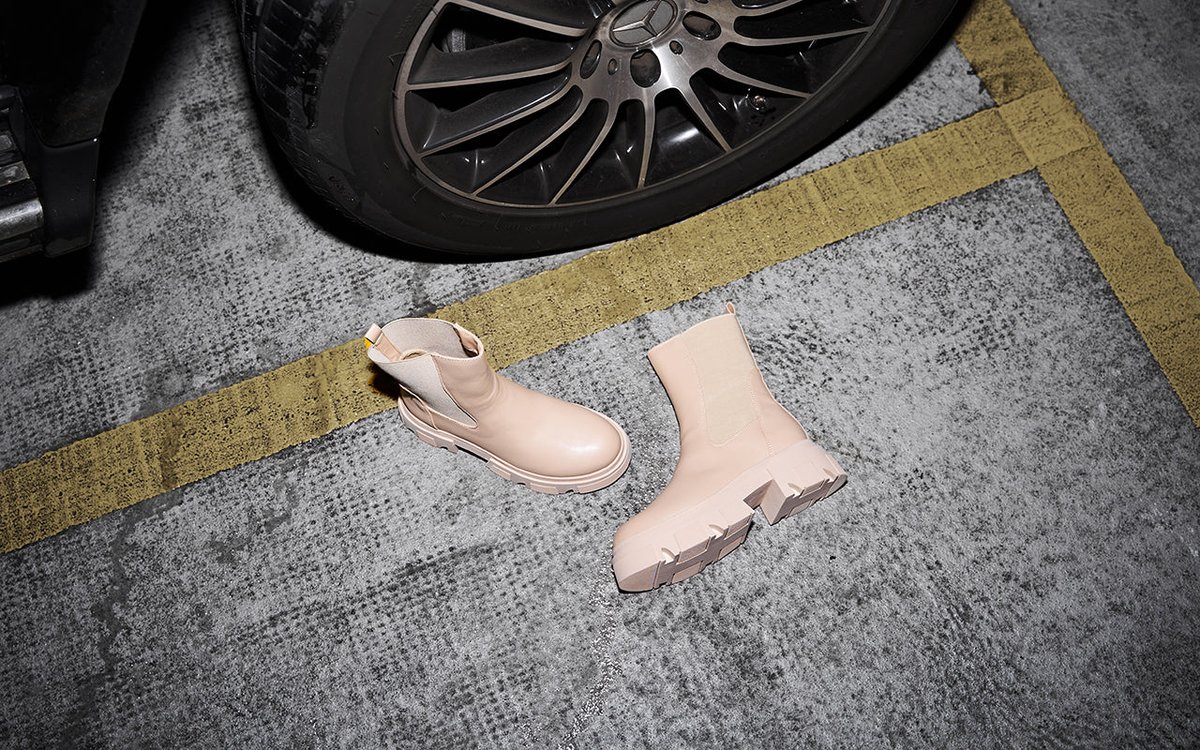 Public Desire Edgy Taupe Pu Elasticated Ankle Rounded Chunky Sole Ankle Boots - 2