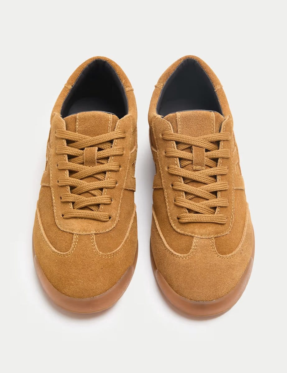 Marks & Spencer M&S Suede Side Detail Trainers Tan - 1