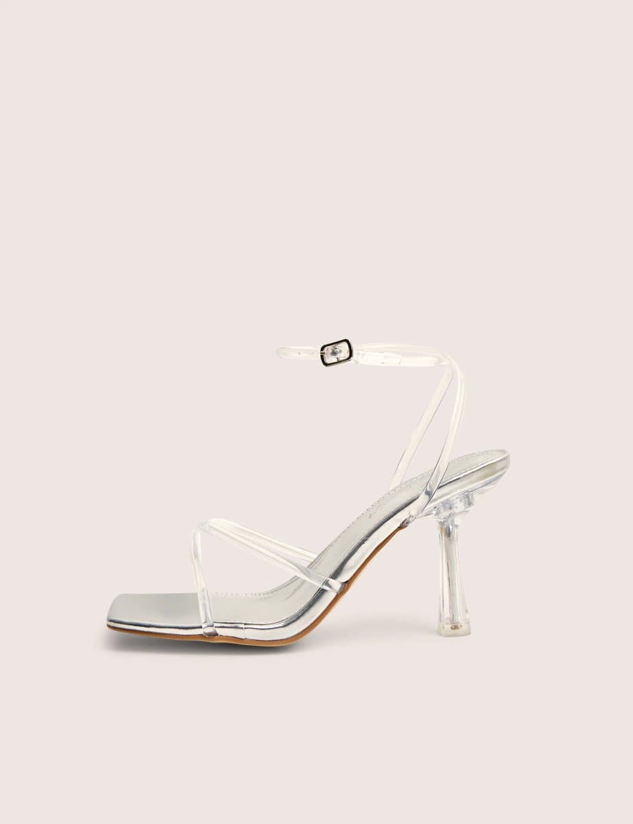 Public Desire Public Desire UK Bree Silver Mid Stiletto Heels