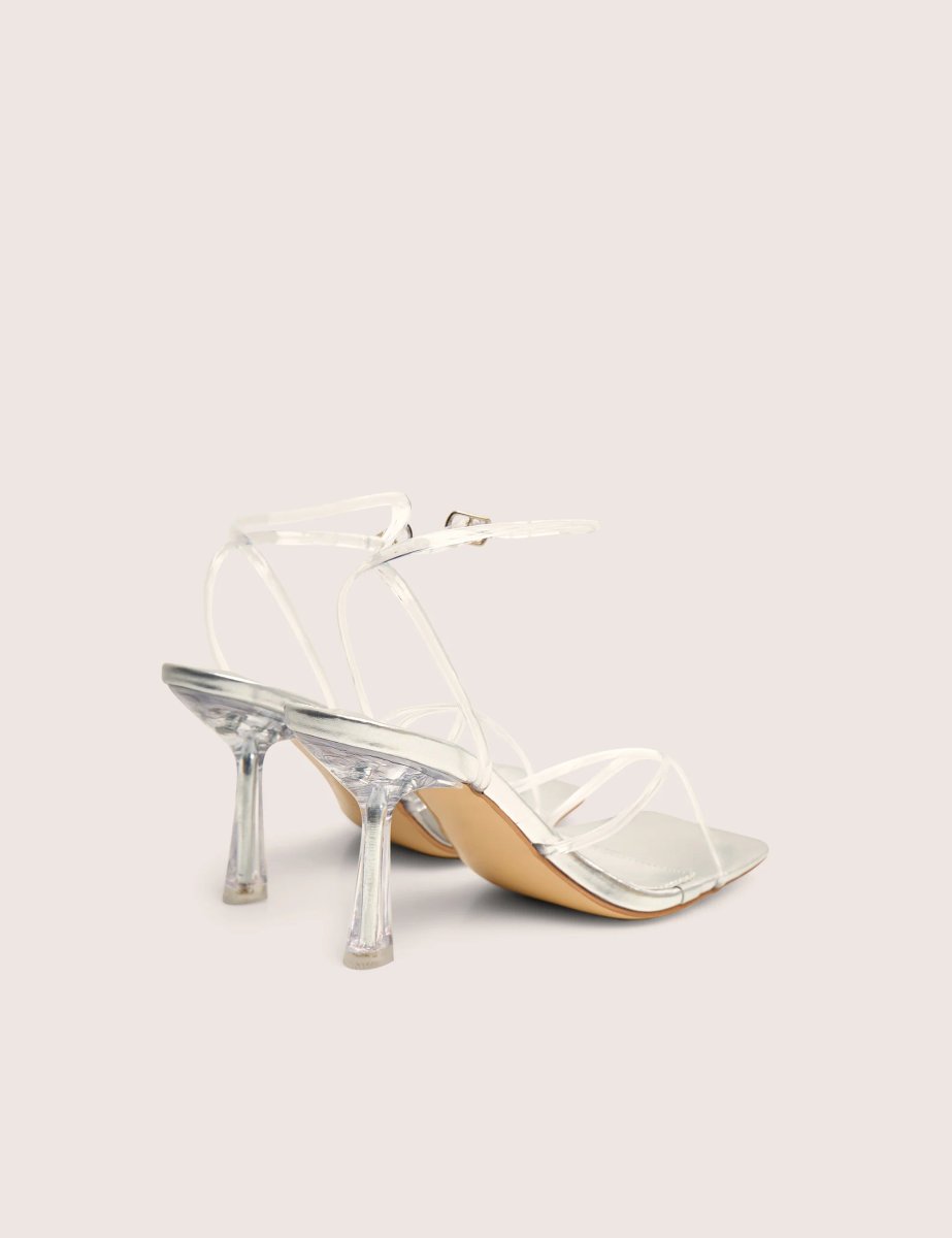 Public Desire Bree Silver Perspex Barley There Square Toe Mid Stiletto Heels - 3