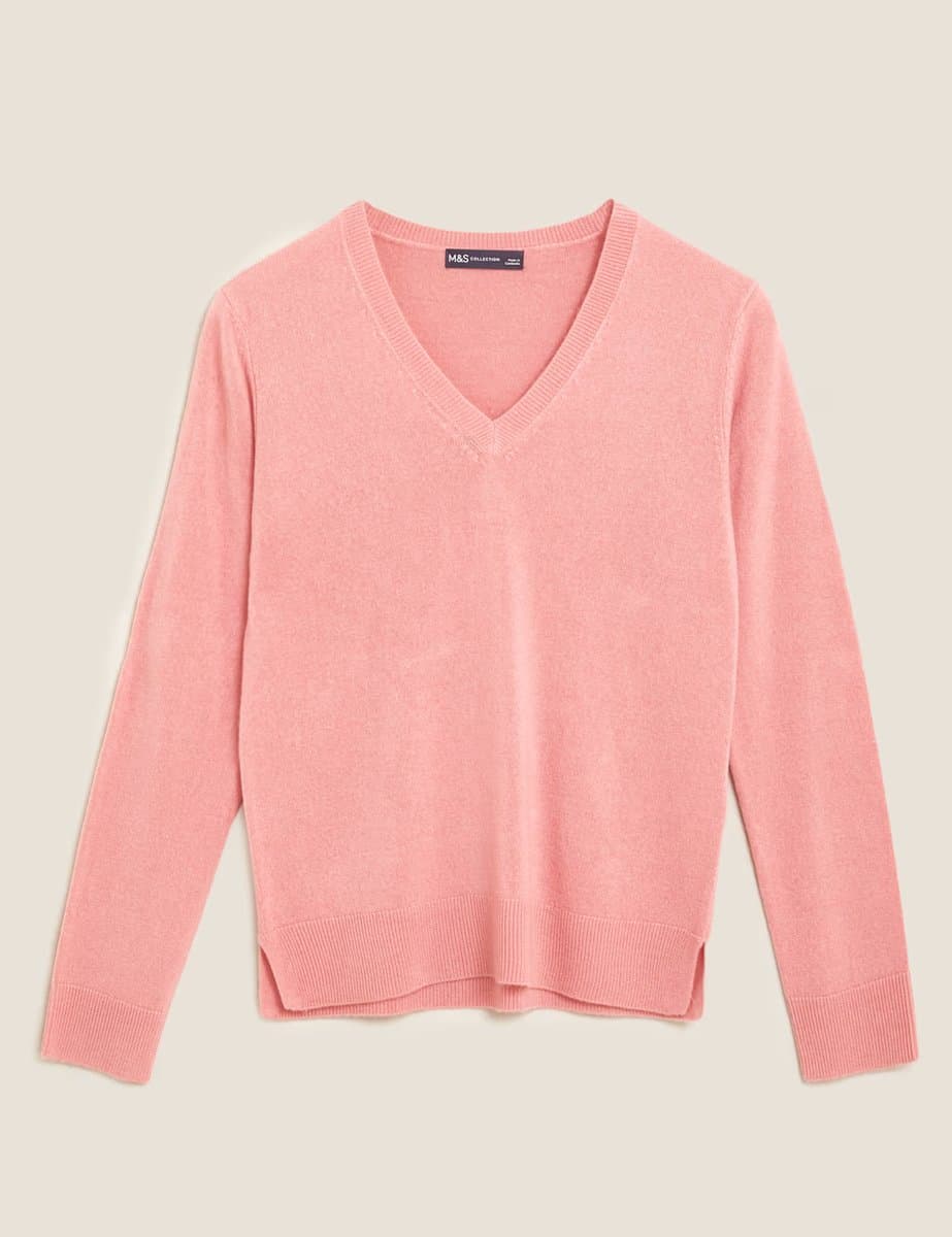 Marks & Spencer M&S Supersoft V-Neck Jumper Rose