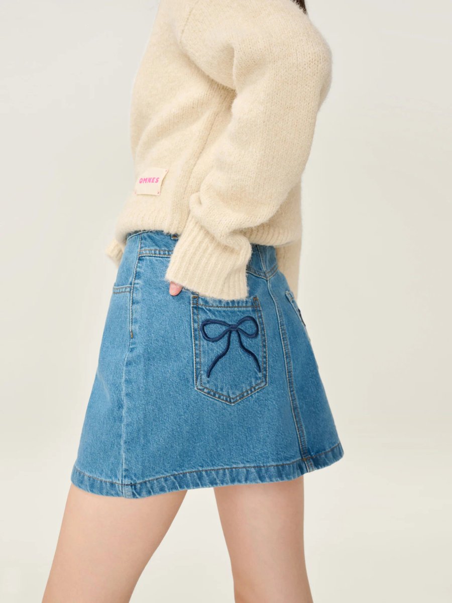 OMNES Ottie Bow Skirt in Midwash - 2