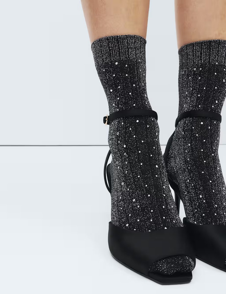 Marks & Spencer M&S Glitter Embellished Crew Socks Black - 2