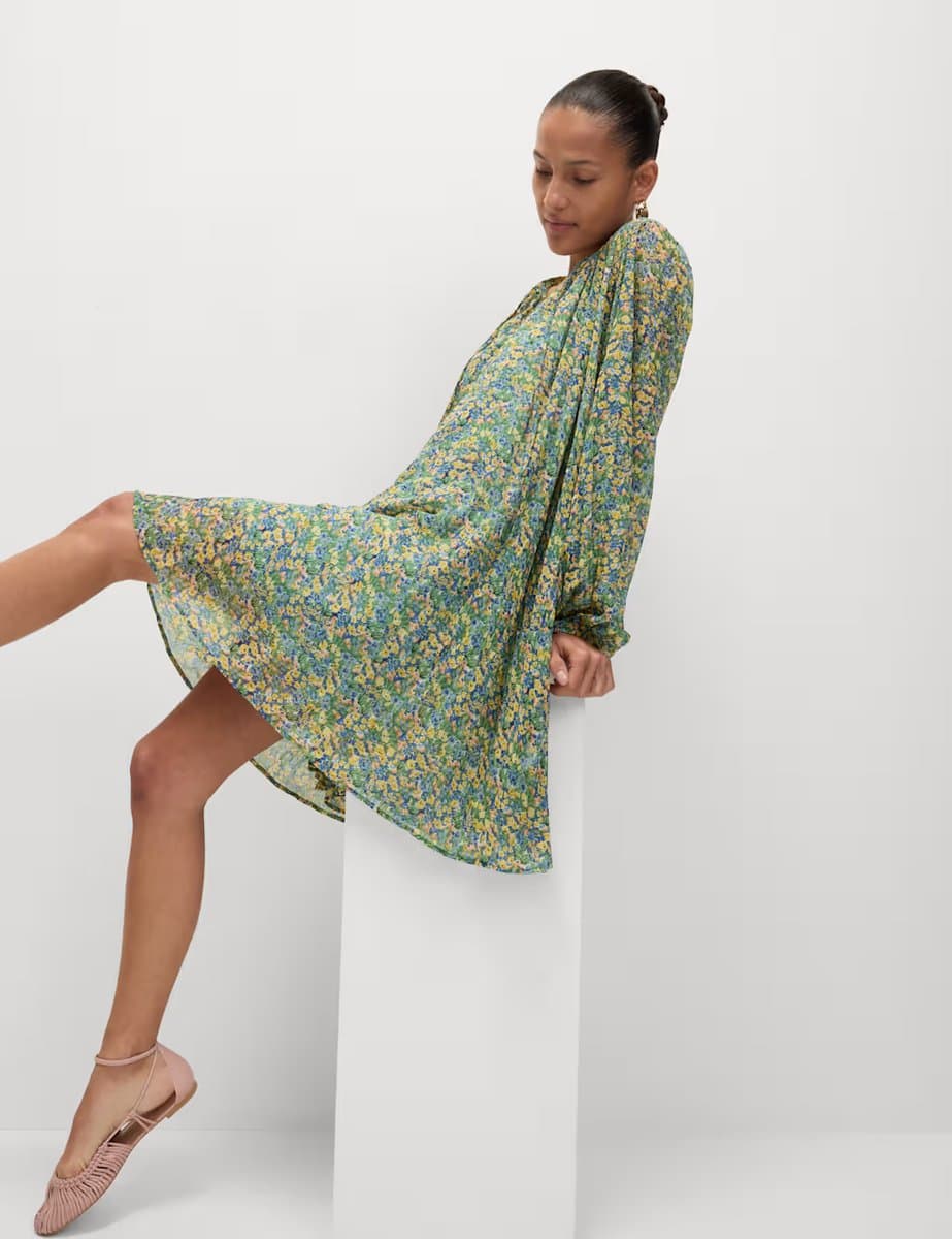 Marks & Spencer M&S Floral V-Neck Mini Relaxed Smock Dress Multi