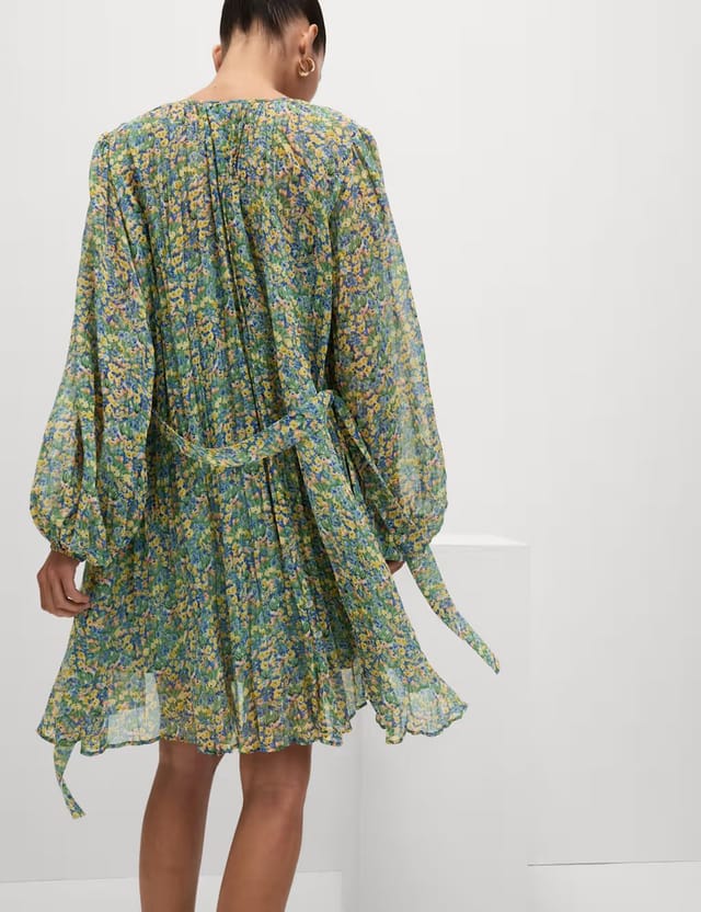 Marks & Spencer M&S Floral V-Neck Mini Relaxed Smock Dress Multi - 3