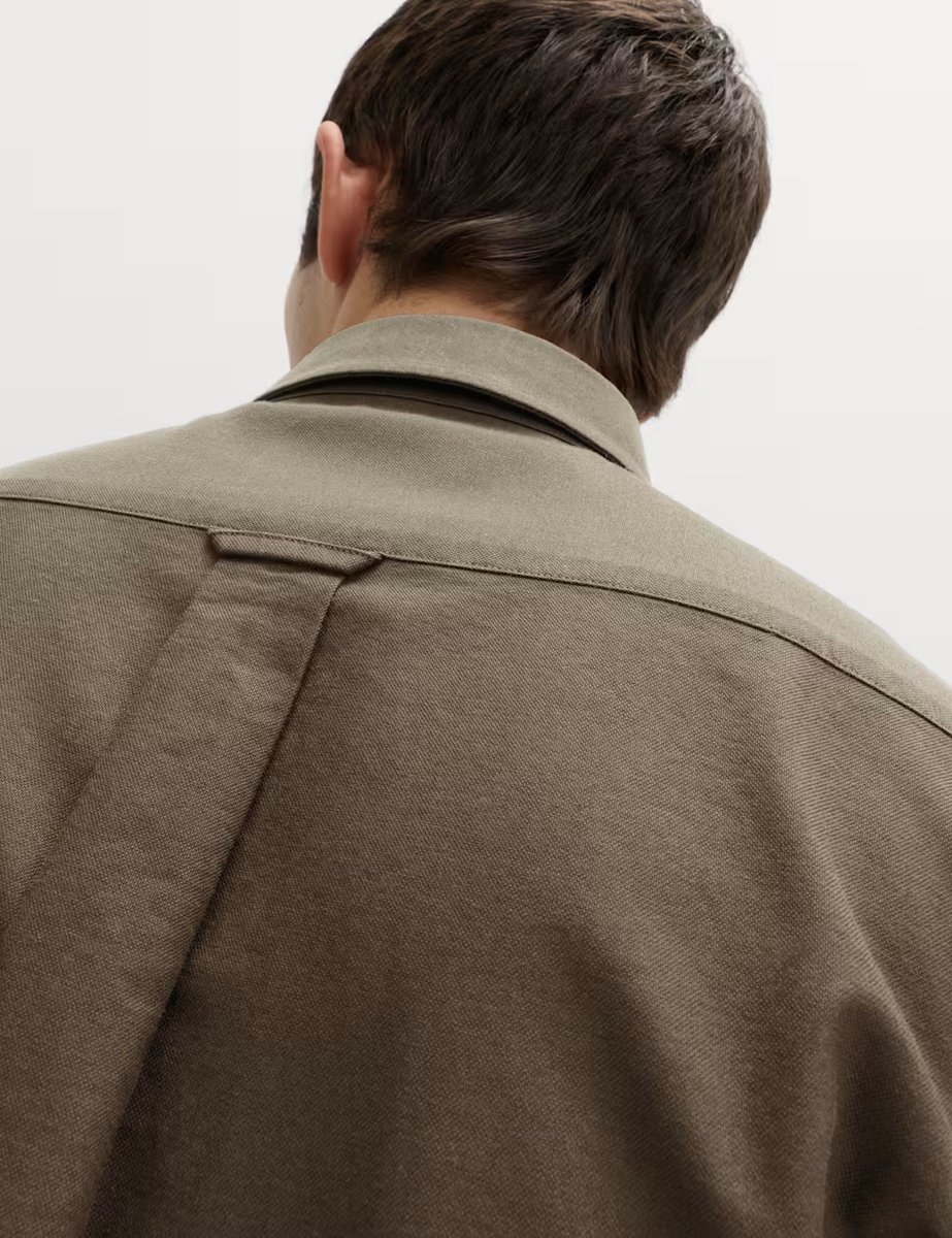 Marks & Spencer M&S Pure Cotton Ultimate Oxford Shirt Olive - 3