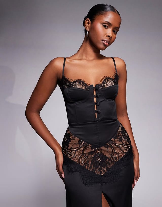 ASOS The Dolls House Circa Dolce satin maxi dress in black - 3