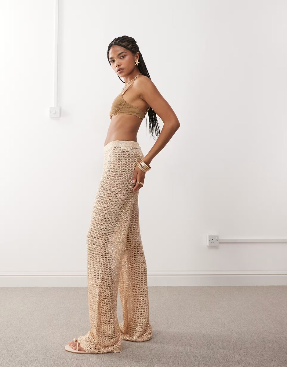 ASOS Miss Selfridge premium sequin beach trouser - 4