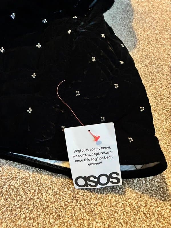 ASOS ASOS Luxe quilted velvet mini dress with diamanté details (UK 14)