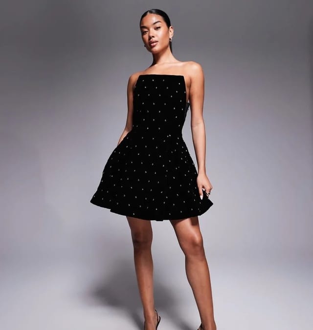 ASOS ASOS Luxe quilted velvet mini dress with diamanté details (UK 14) - 2