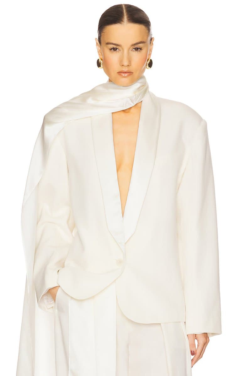 revolve Revolve Tux Blazer in Wool in Cream