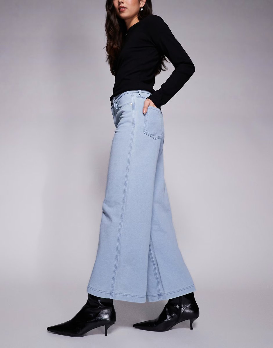 ASOS Good American jeanius  cropped good skate jeans co-ord in light blue wash - 3