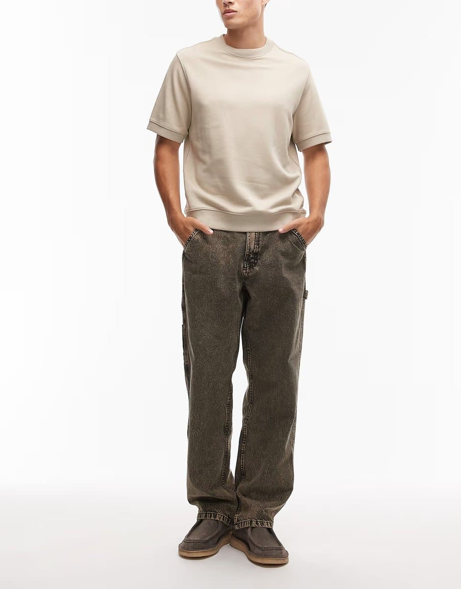 ASOS Vans drill chore carpenter loose fit acid wash trousers in green