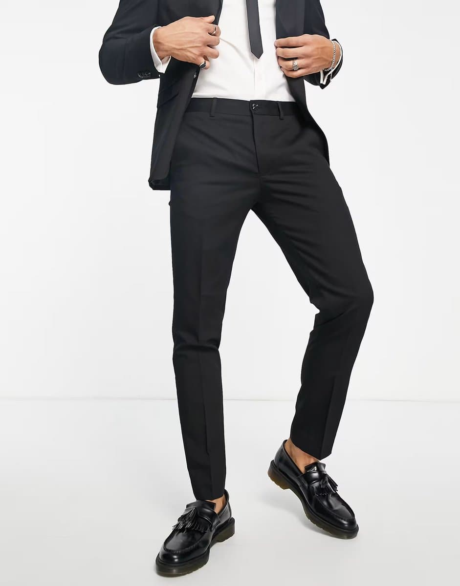 ASOS Jack & Jones Premium slim suit trousers in black