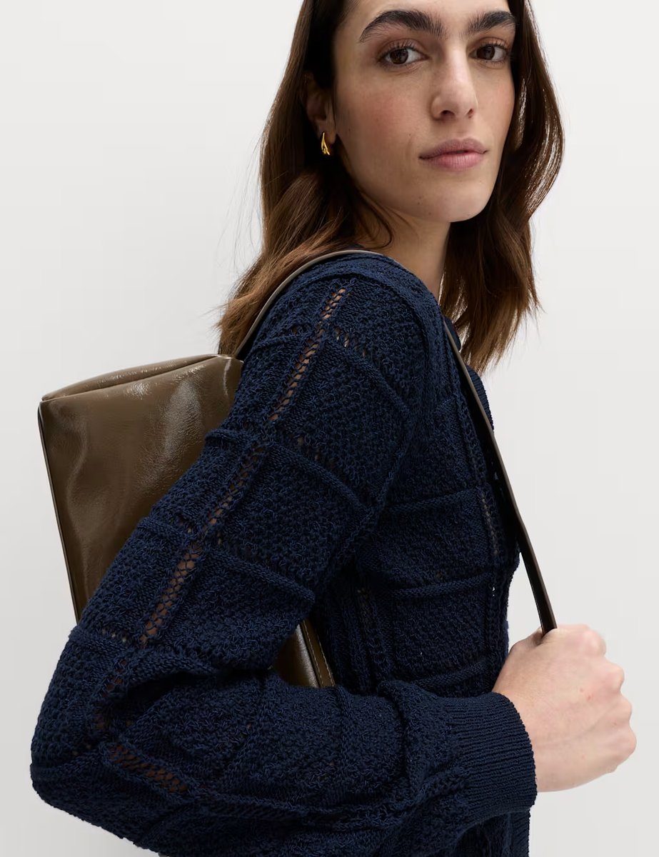 Marks & Spencer M&S Cotton Blend Cropped Cardigan Midnight Navy - 2