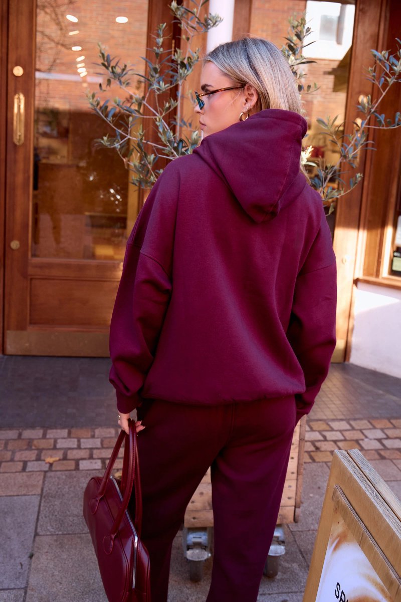 Kaiia Kaiia Slogan Oversized Hoodie Deep Burgundy - 2