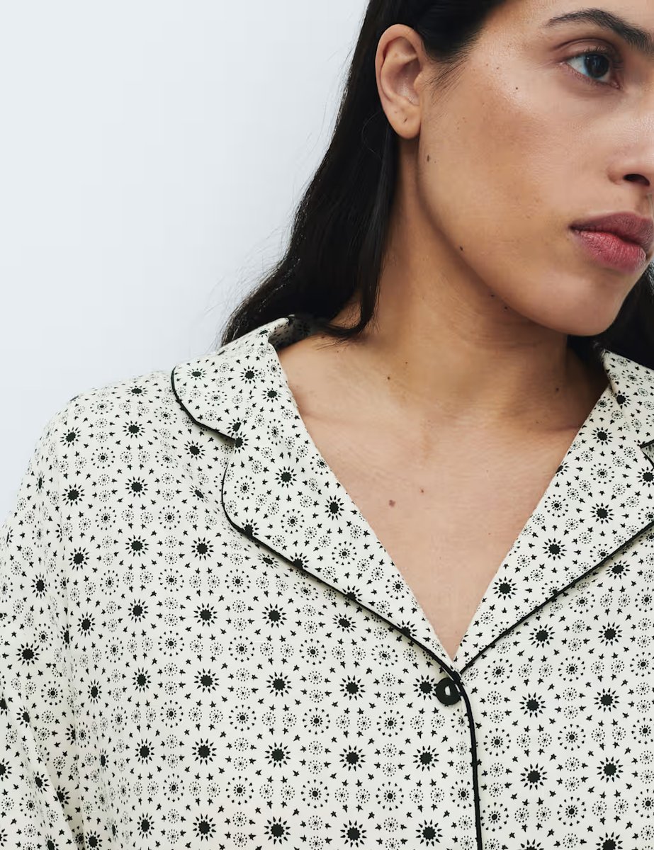 Marks & Spencer M&S Pure Cotton Eid Sateen Printed Family Pyjama Set Ecru Mix - 2