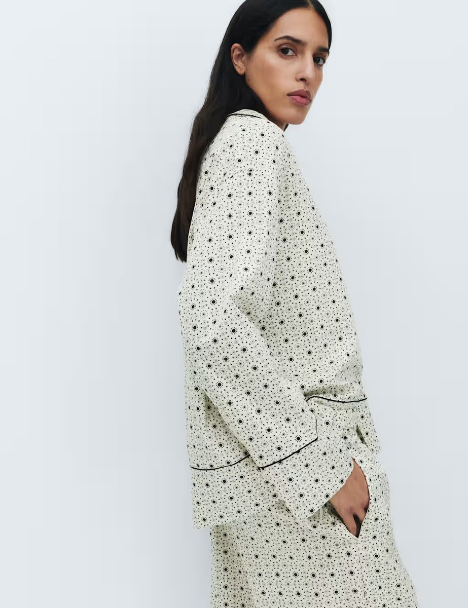 Marks & Spencer M&S Pure Cotton Eid Sateen Printed Family Pyjama Set Ecru Mix - 4