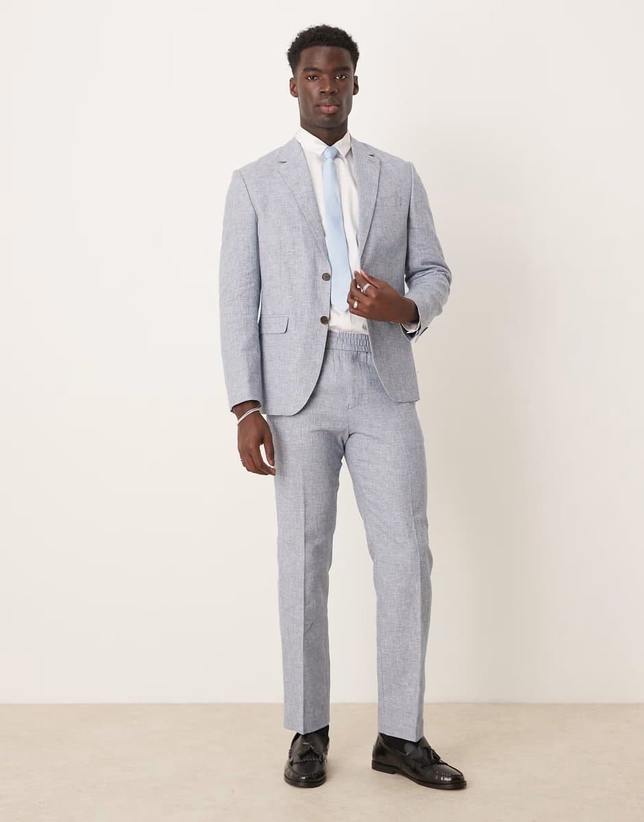 ASOS ASOS Selected Malik Regular Fit Trousers in Light Blue