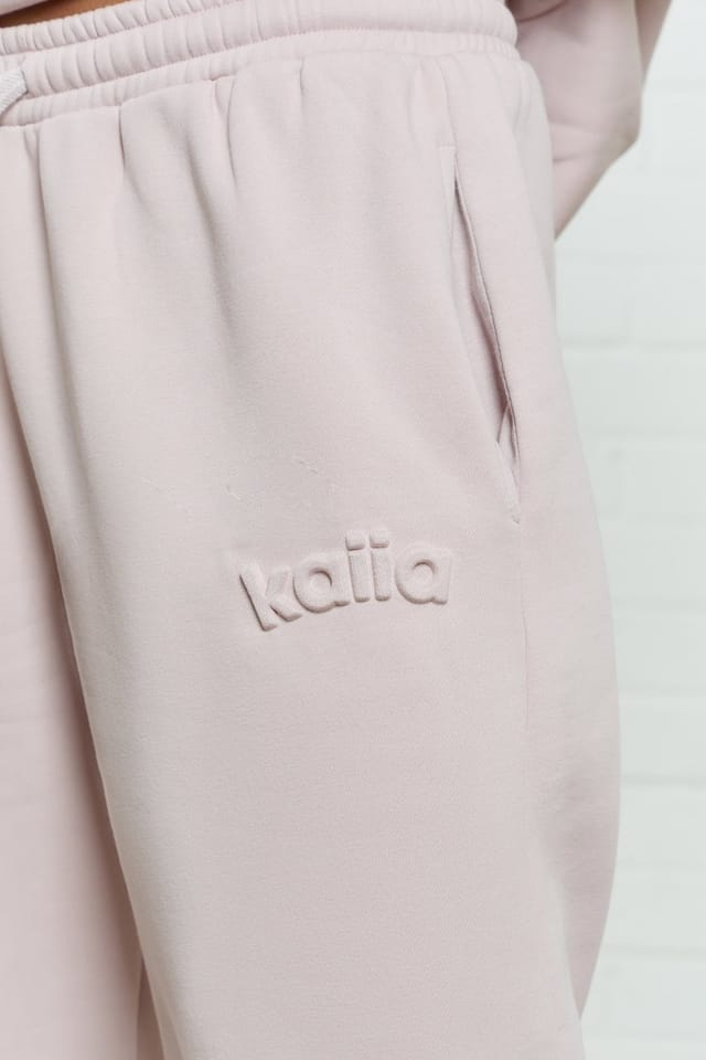 Kaiia Kaiia Jeans Embossed Wide Leg Joggers Pale Dusty Lilac - 2