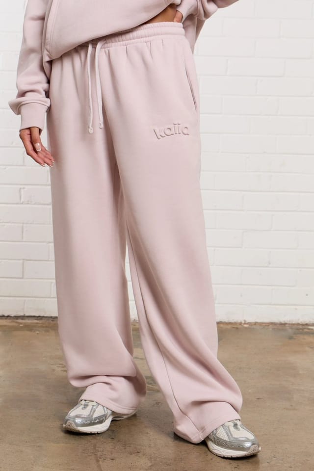 Kaiia Kaiia Jeans Embossed Wide Leg Joggers Pale Dusty Lilac - 3