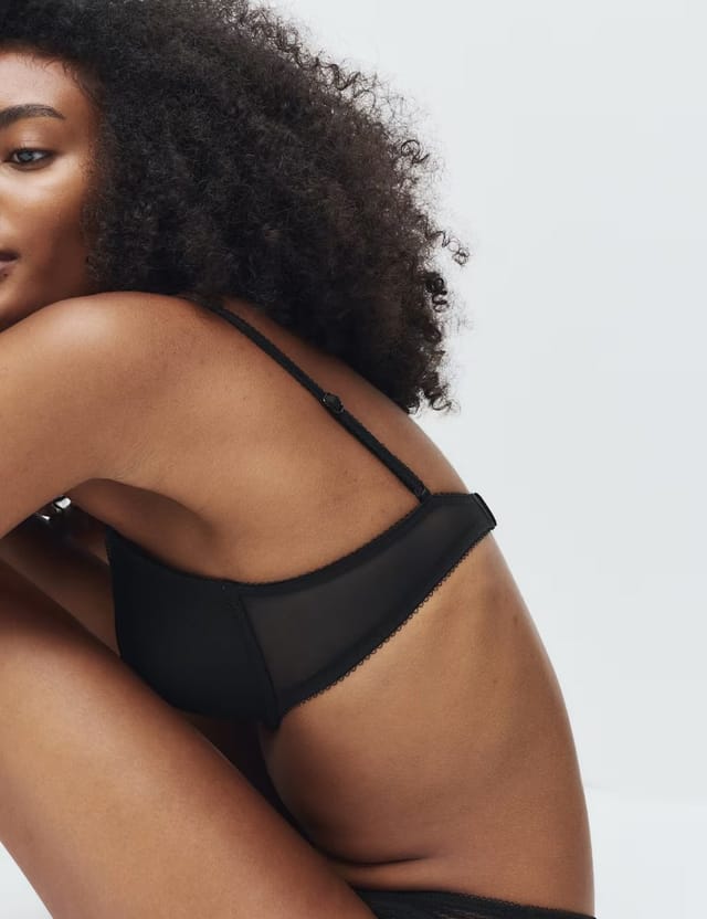 Marks & Spencer M&S Jasmine Lace Wired Push Up Plunge Bra (A-E) Black - 2