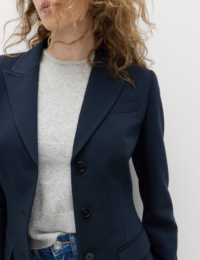 Marks & Spencer M&S 3 Button Cinched Single Breasted Blazer Navy - 3