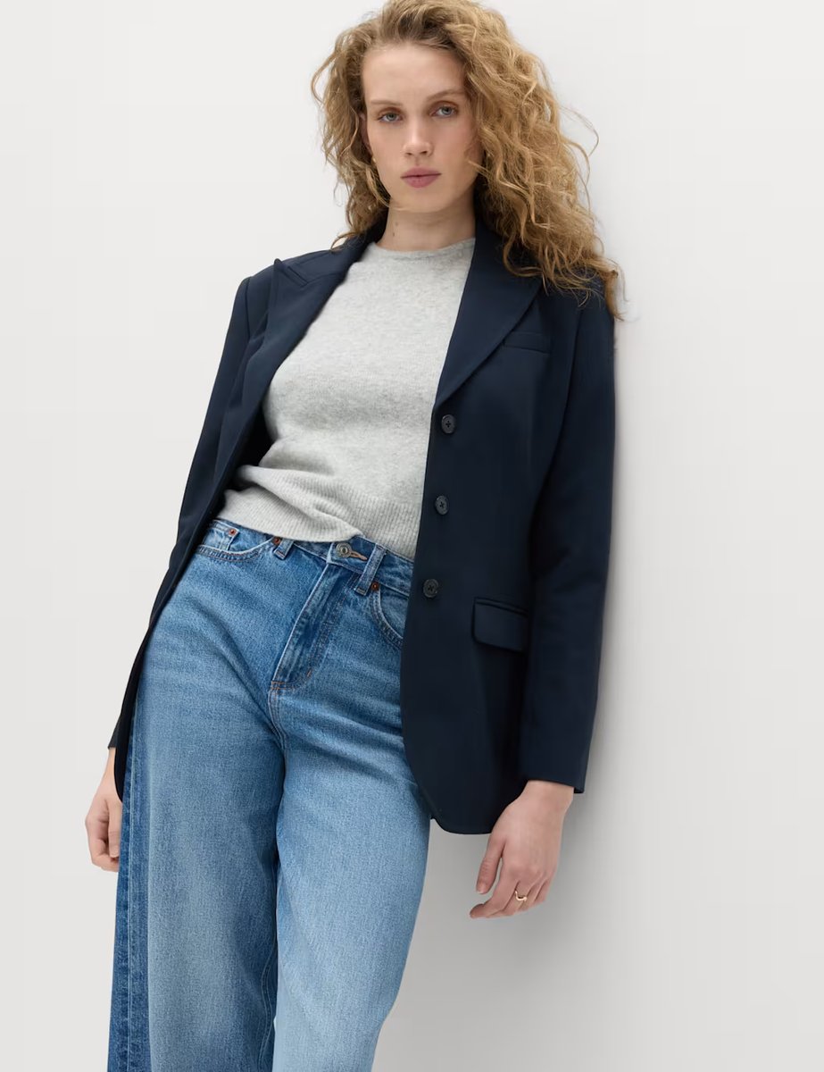 Marks & Spencer M&S 3 Button Cinched Single Breasted Blazer Navy - 4