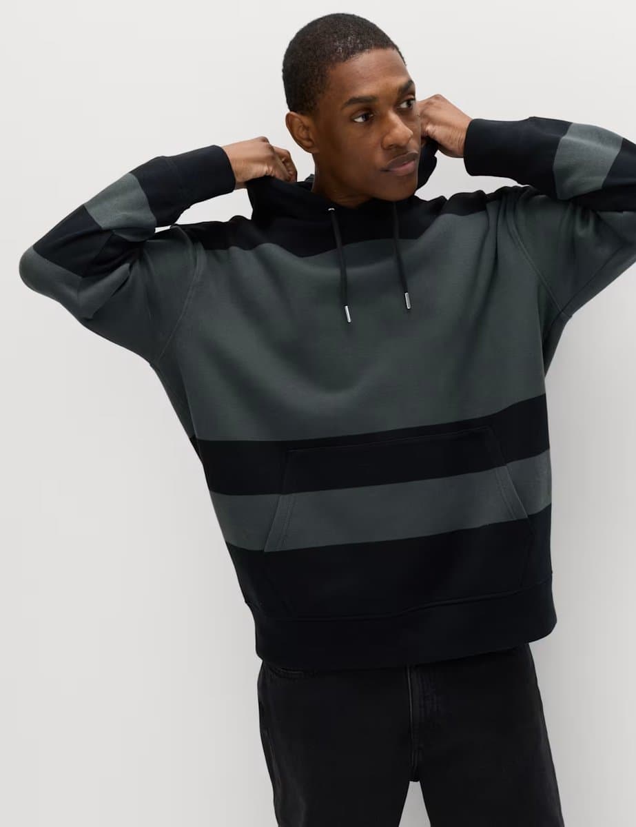 Marks & Spencer M&S Colour Block Hoodie in Dark Pewter
