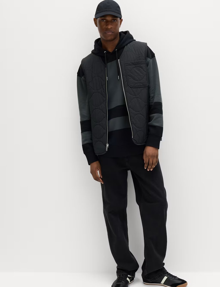 Marks & Spencer M&S Pure Cotton Colour Block Hoodie Dark Pewter - 2