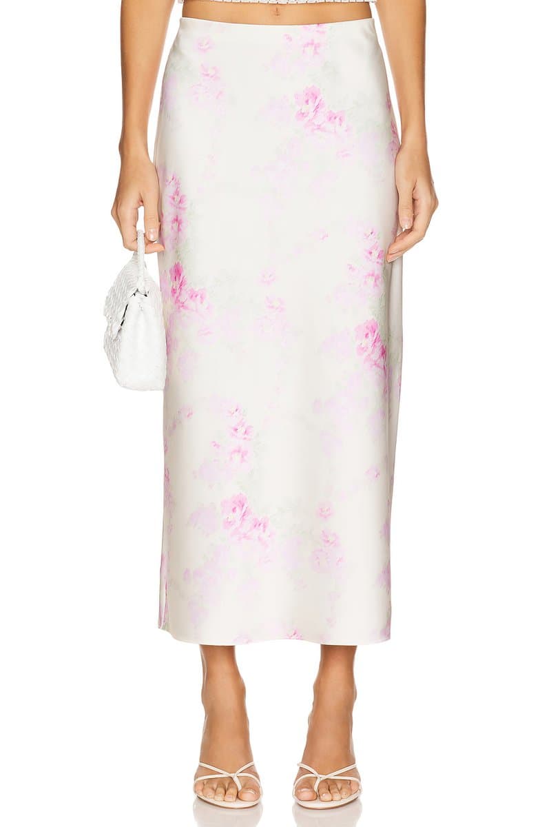 revolve LoveShackFancy Floral Midi Skirt in Vanilla Sorbet