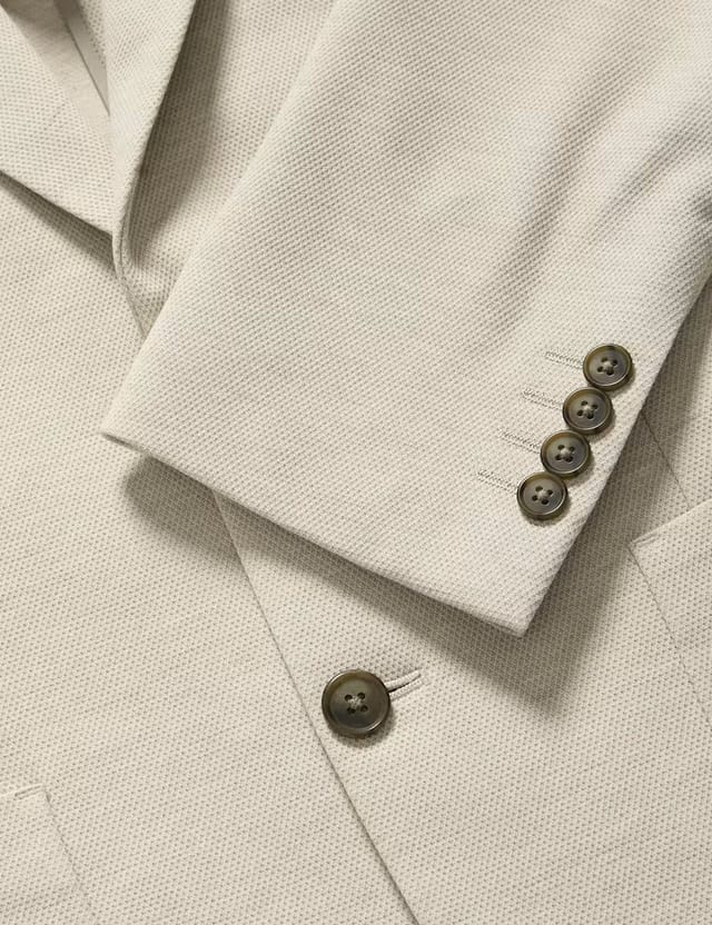 Marks & Spencer M&S Tailored Fit Jersey Textured Blazer Neutral - 2