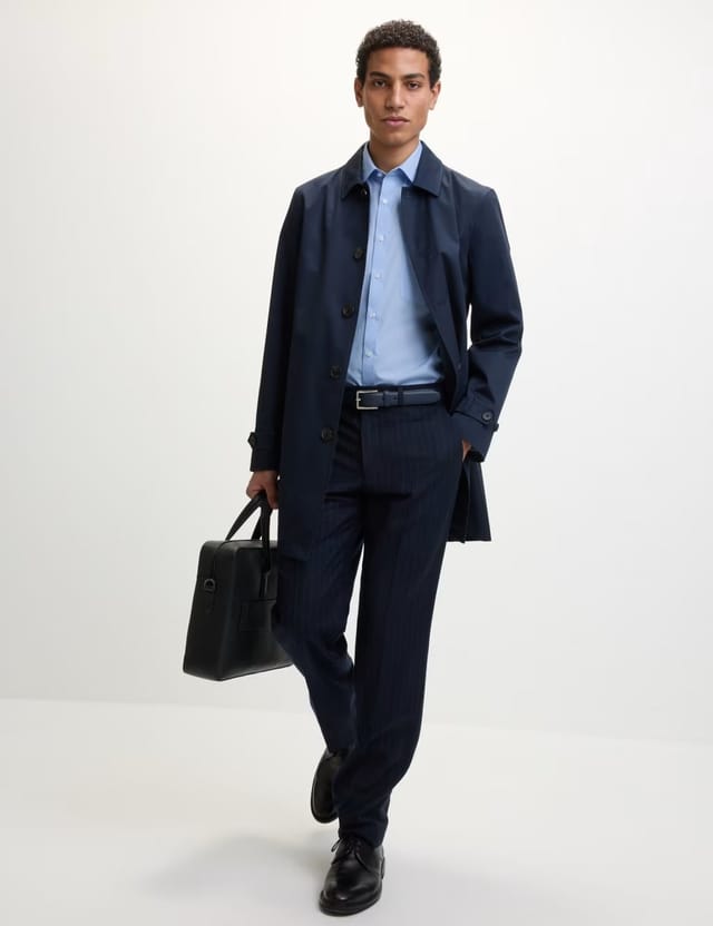 Marks & Spencer M&S 2 Pack Slim Fit Easy Iron Cotton Blend Shirts Mid Blue - 2