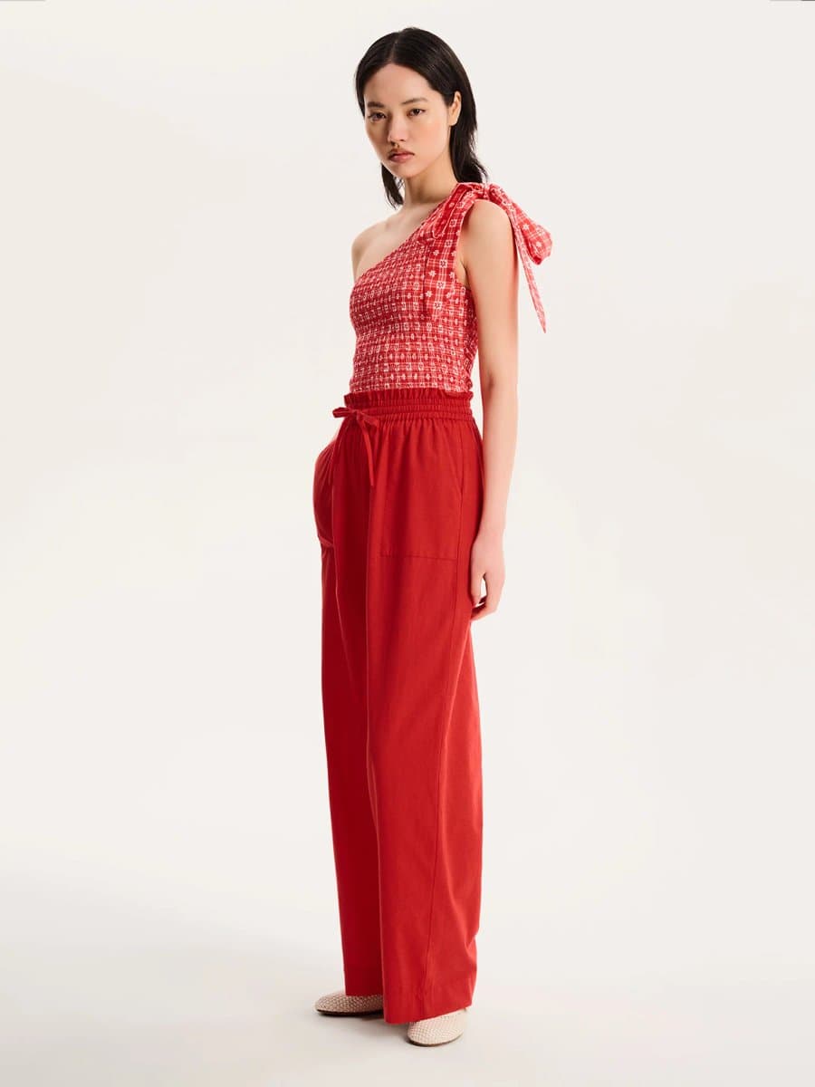 OMNES OMNES Wide-Leg Rommy Trouser in Red