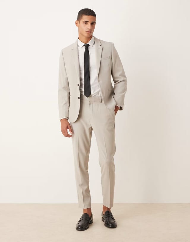 ASOS ASOS DESIGN slim suit jacket in stone twill - 3