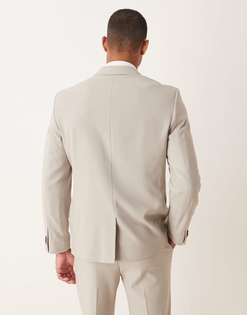 ASOS ASOS DESIGN slim suit jacket in stone twill - 4