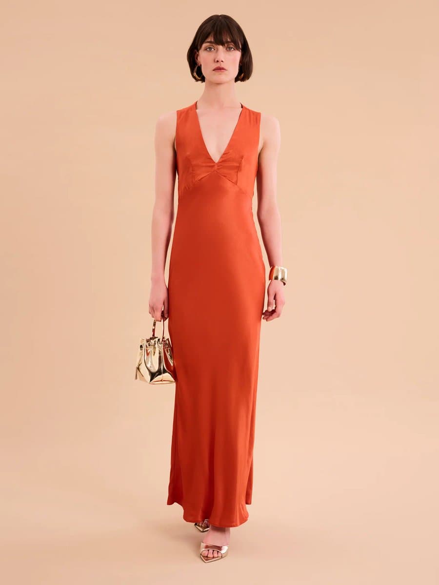 OMNES Nova Dress in Burnt Orange