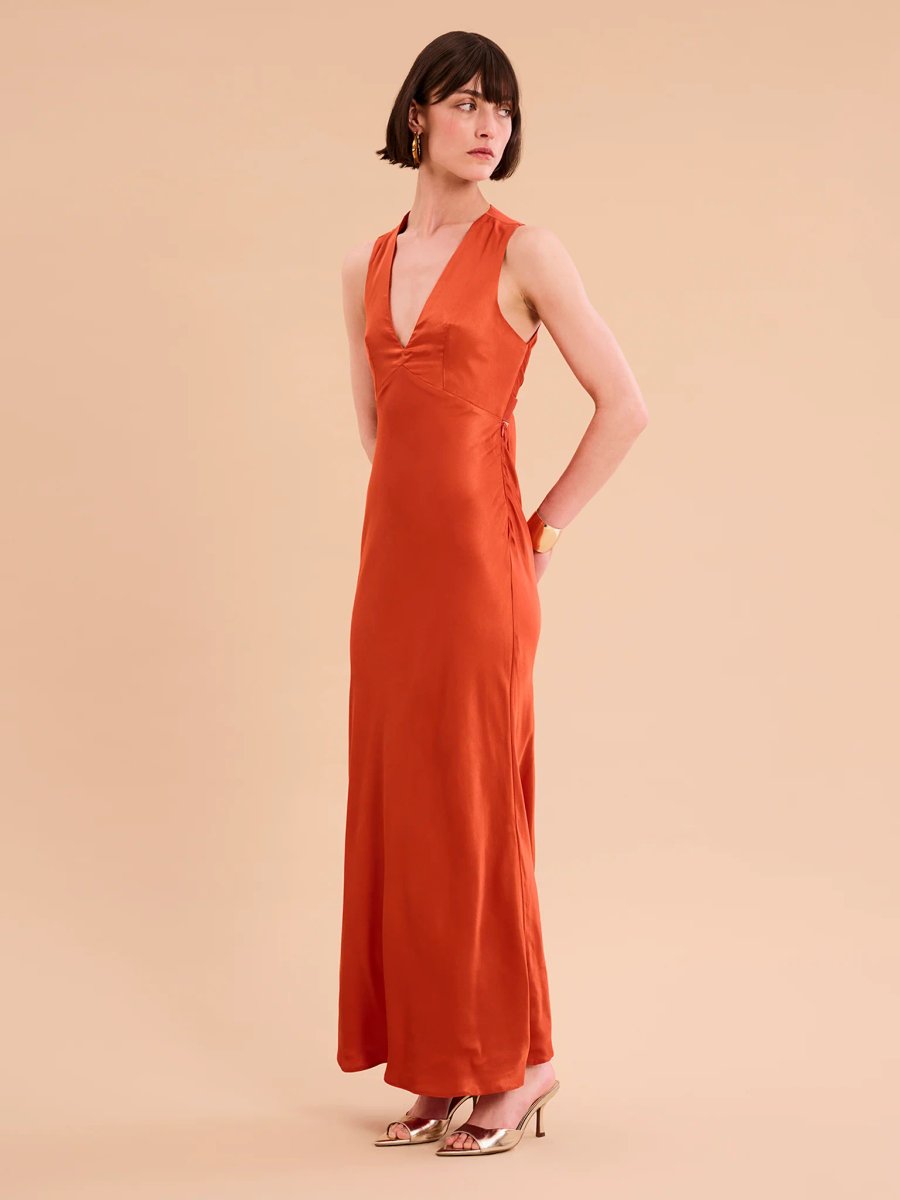 OMNES Nova Dress in Burnt Orange - 3