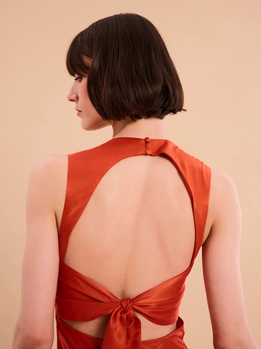 OMNES Nova Dress in Burnt Orange - 4