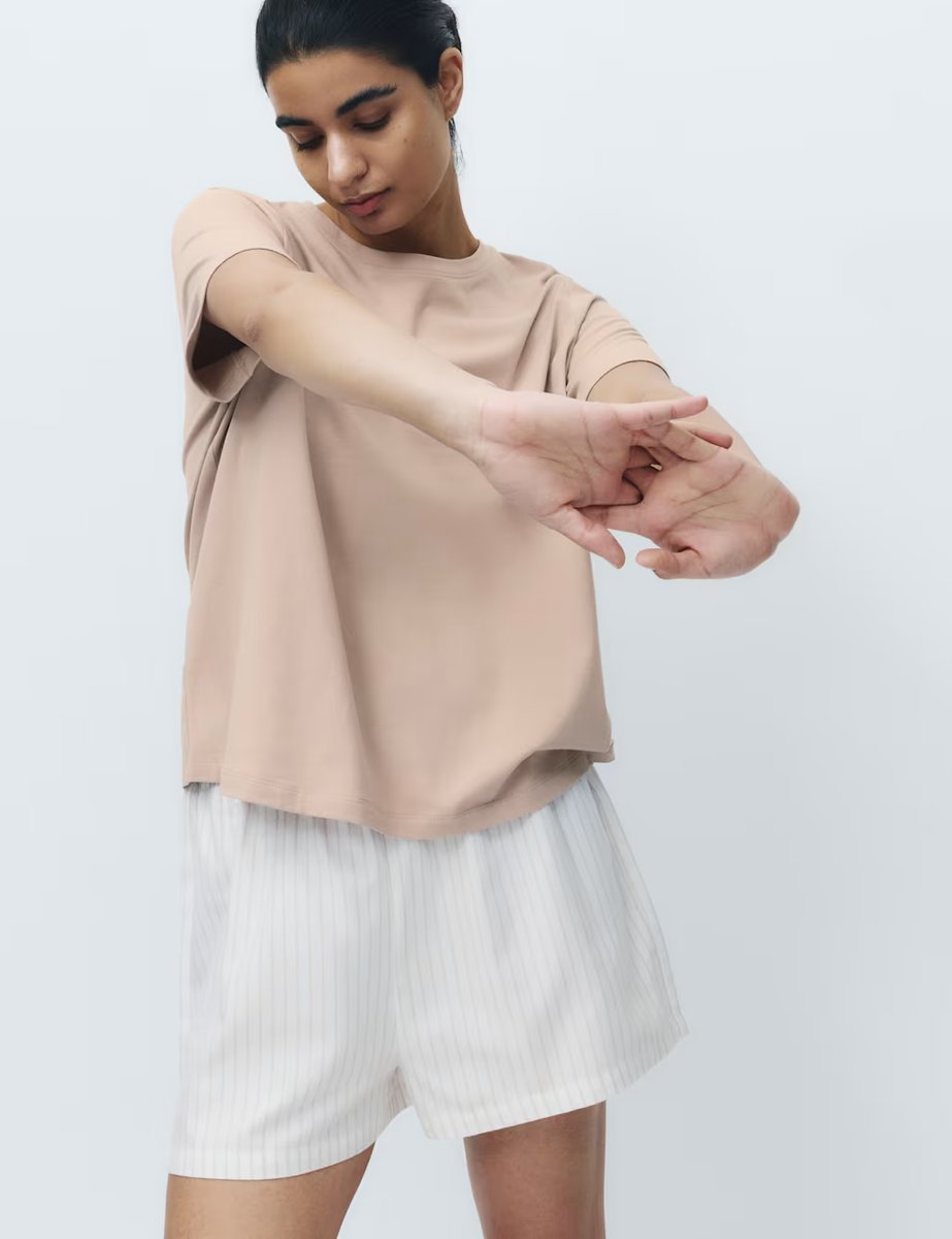 Marks & Spencer M&S Cotton Rich Printed Shortie Set Neutral - 1