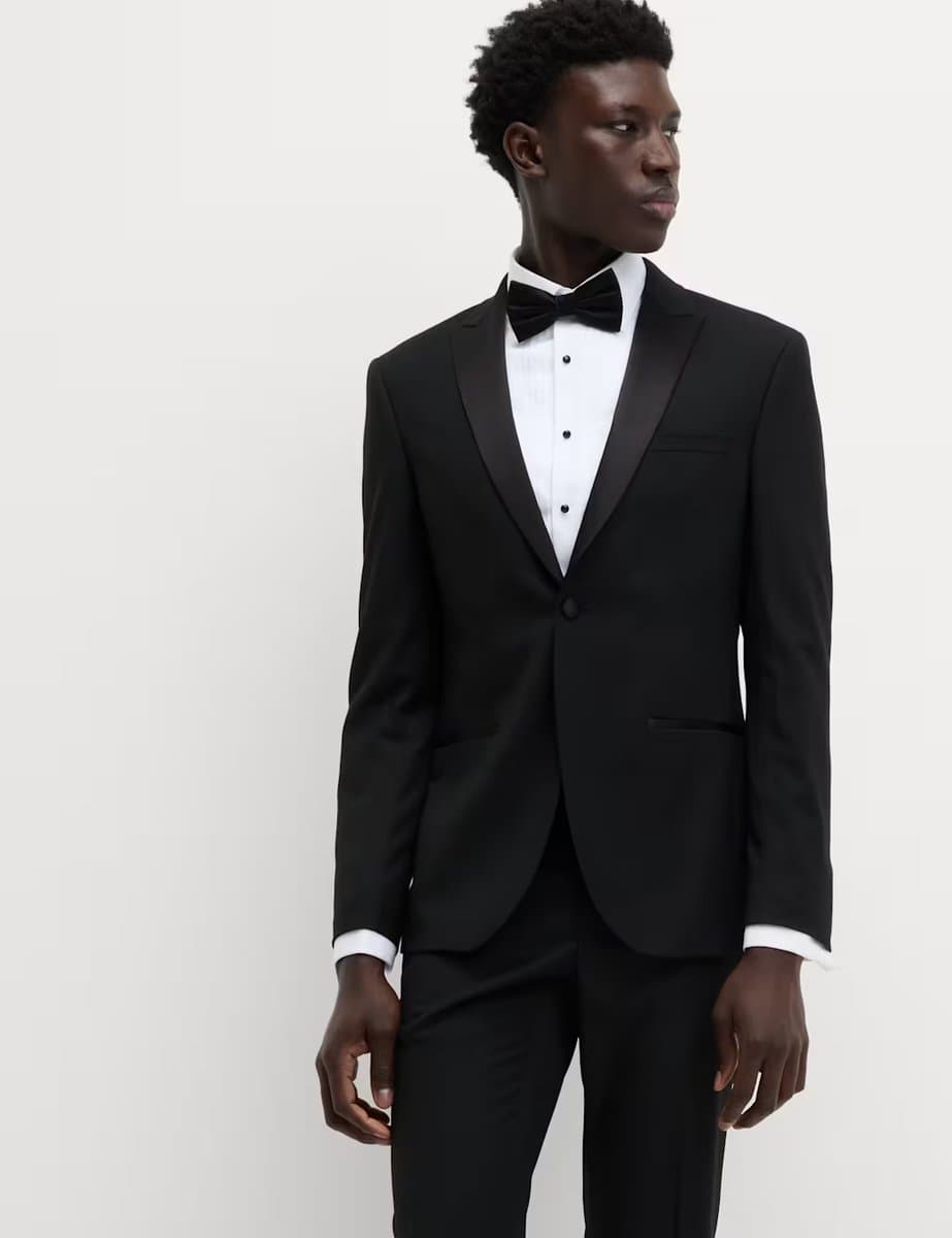 Marks & Spencer M&S Skinny Fit Stretch Tuxedo Jacket in Black