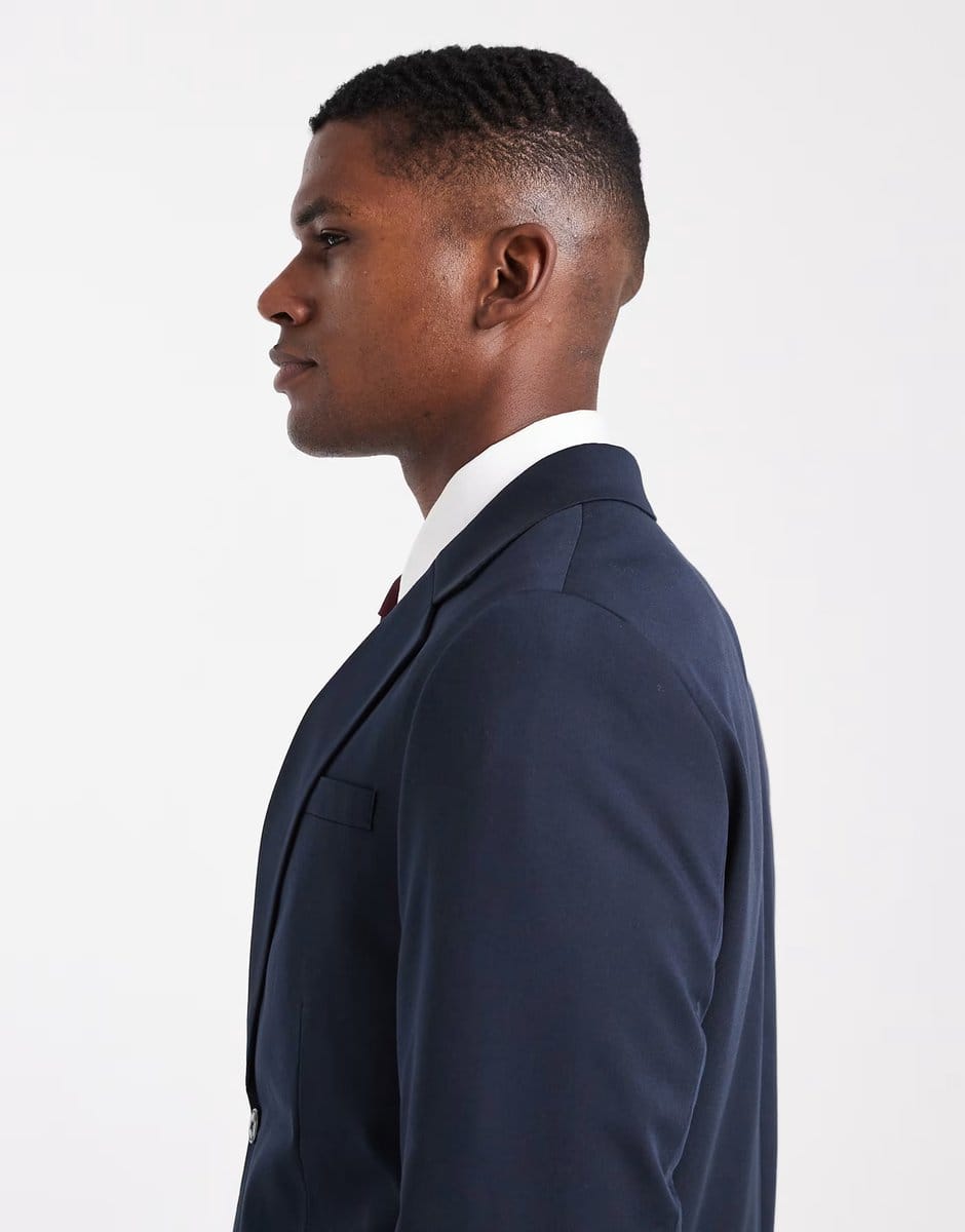 ASOS Jack & Jones relaxed suit jacket in navy blue - 4