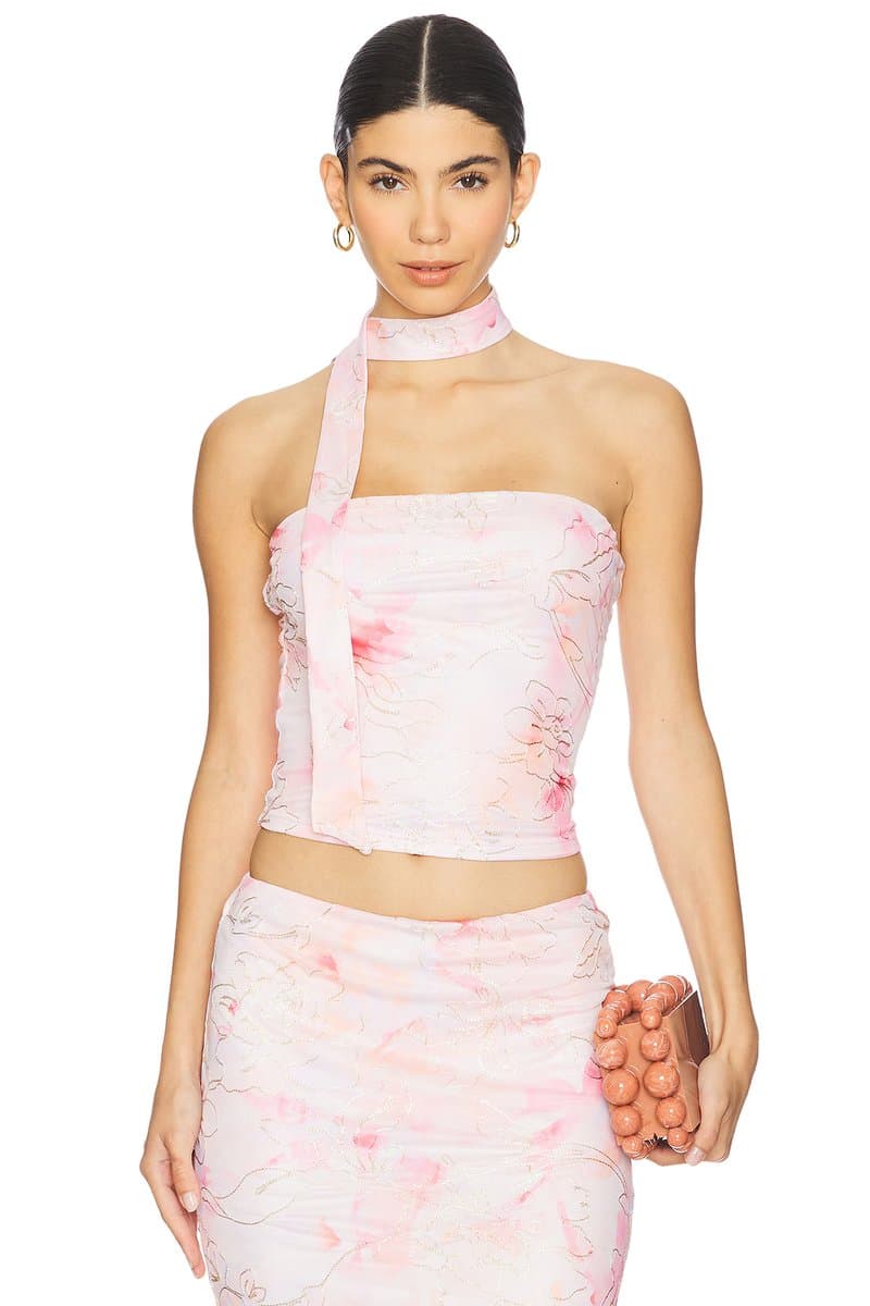 revolve Revolve Strapless Top in Pink Floral