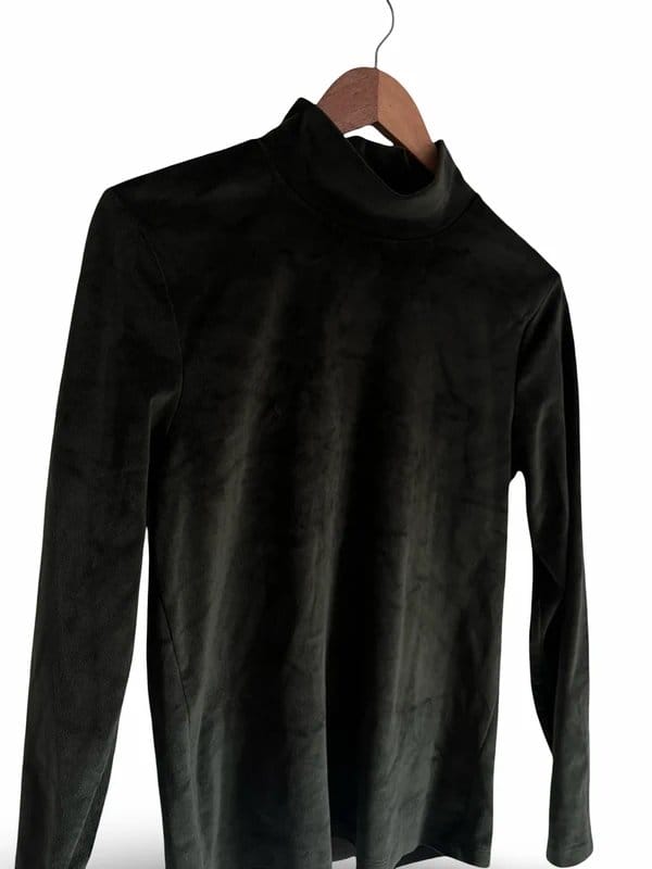 ASOS ASOS Khaki Velour Slim Fit Turtleneck – Size M - 3