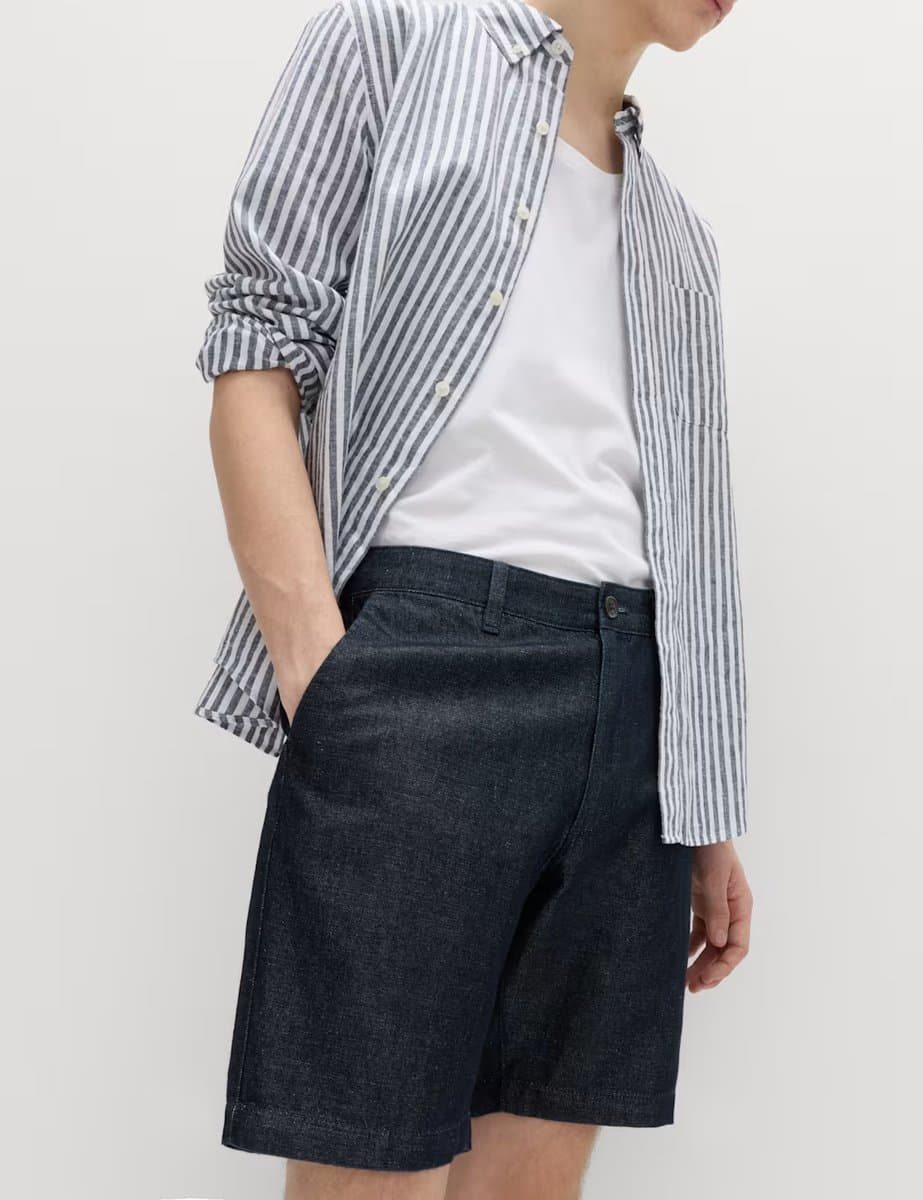 Marks & Spencer M&S Regular Fit Chino Shorts in Dark Blue Denim