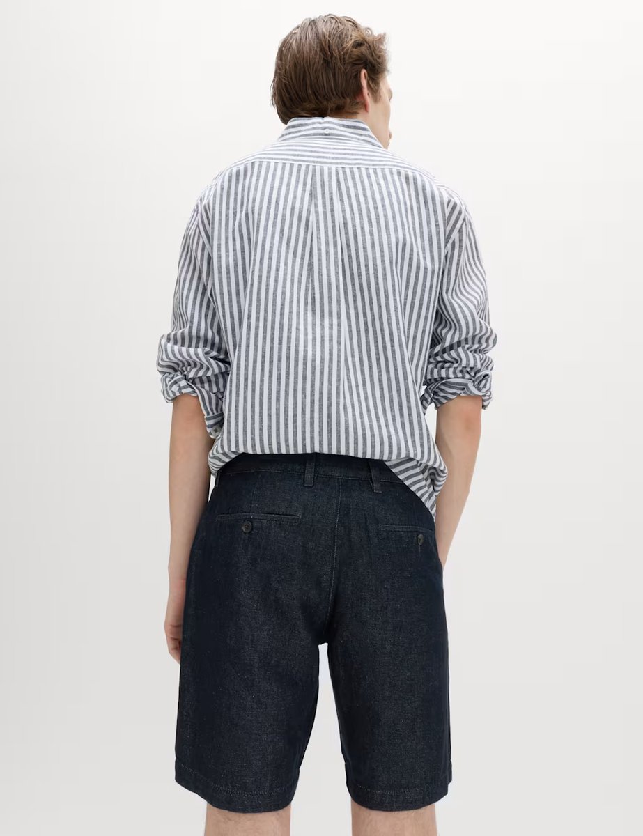 Marks & Spencer M&S Linen Blend Chino Shorts Dark Blue Denim - 4