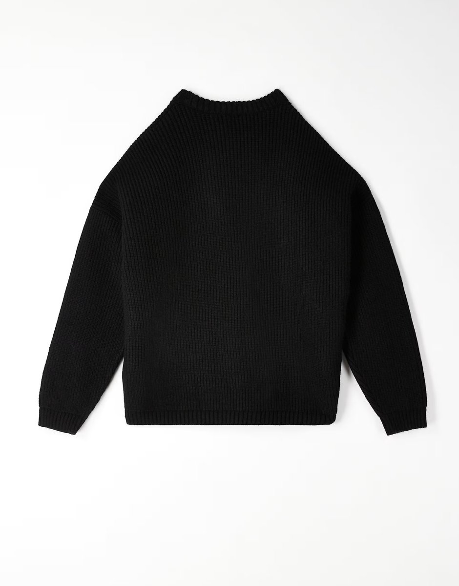 ASOS ASOS DESIGN super oversized boxy fit knitted fisherman rib jumper in black - 2