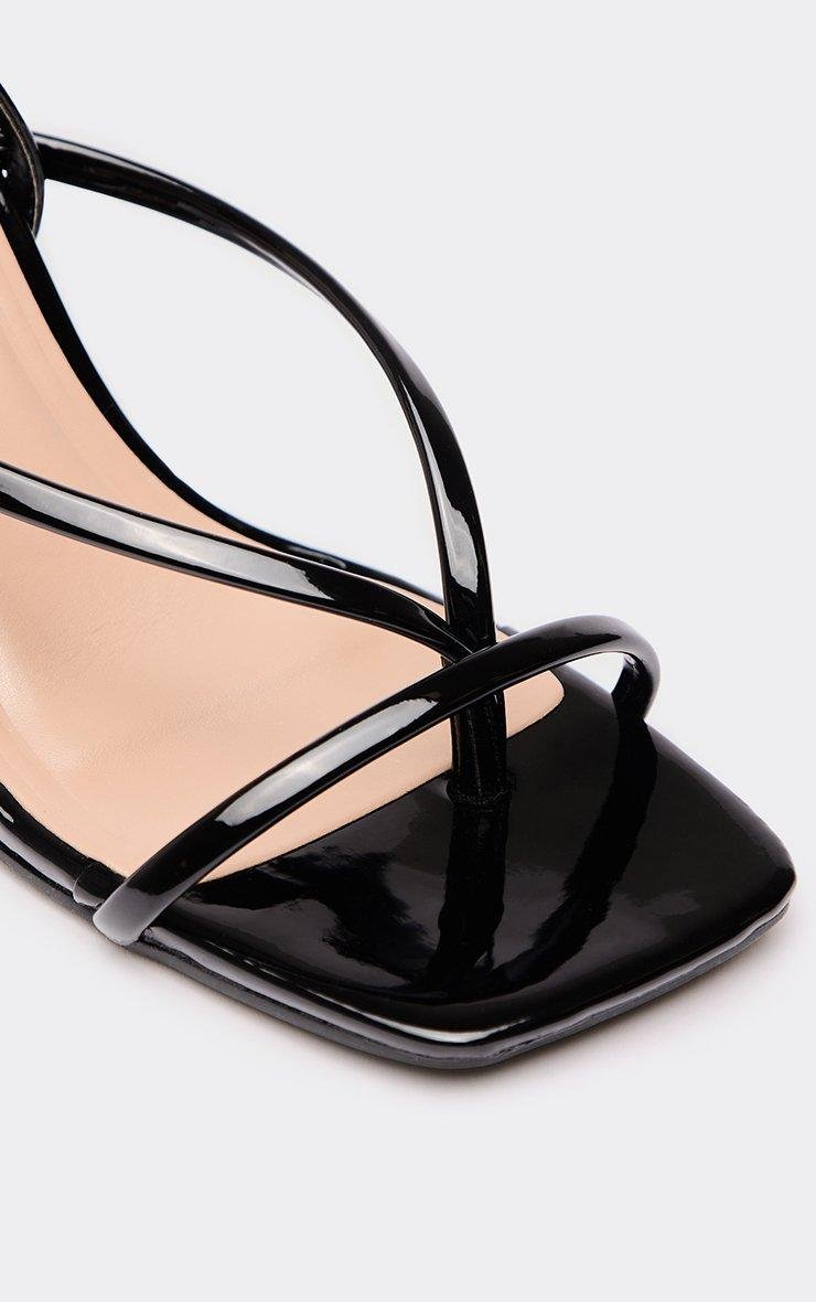 EGO Zaynah Strappy Square Toe Slingback Heel In Black Faux Leather, Women's Size UK 3 - 2