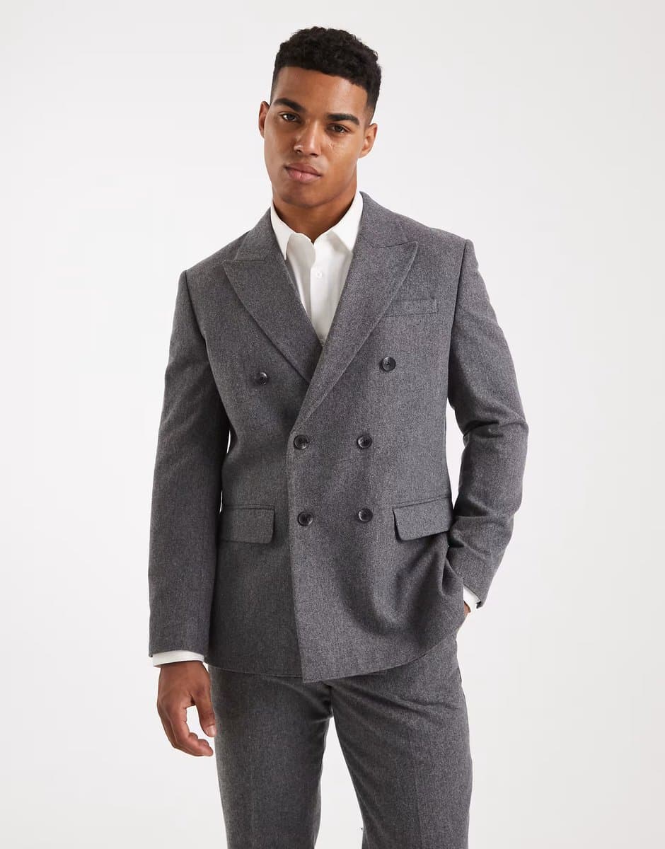 ASOS Jack & Jones Premium relaxed wool suit jacket in grey